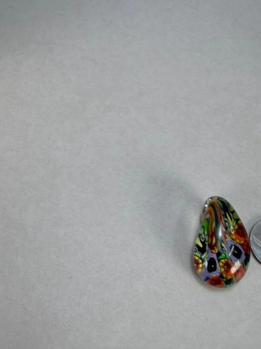 Vintage Millefiori Artisan Hand Blown Art Glass Statement Pendant Multicolor